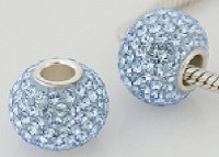 (image for) Charm 925 - 7 Row Round Crystal - Sky Blue
