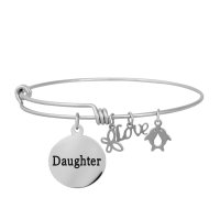 (image for) Expandable Wire Bangle - Round Daughter Charm 60mm Medium