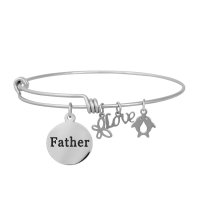 (image for) Expandable Wire Bangle - Round Father Charm 60mm Medium