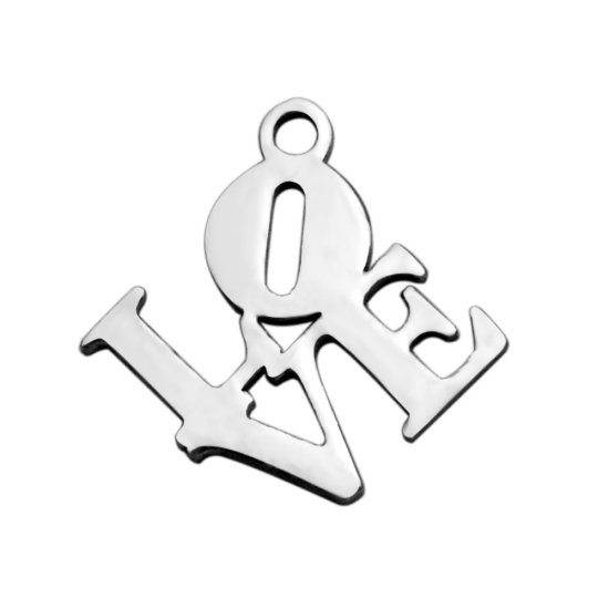 (image for) 15.8*16.3mm Small Stainless Steel Charm - Tilted Square Love - Click Image to Close