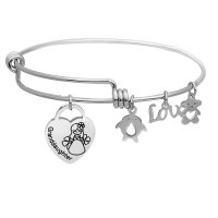 (image for) Expandable Wire Bangle - Heart Shape Granddaughter Charm 60mm M
