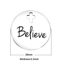 (image for) Medium 20mm Stainless Steel Charm - "Believe" in script
