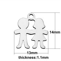 (image for) Small Stainless Steel Charm 13*14mm - Boy & Girl Kids