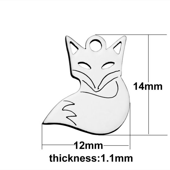 (image for) 12*14mm Small Stainless Steel Charm - Fox - Click Image to Close