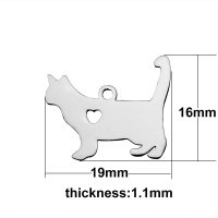 (image for) Medium 16*19mm Stainless Steel Charm - CAT LOVER