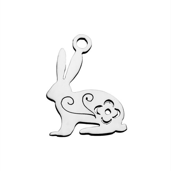 (image for) 13*16mm Small Stainless Steel Charm - Rabbit - Click Image to Close
