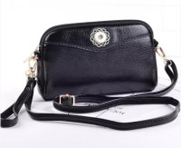 (image for) Snap Jewelry Black Leather Wristlet Purse Fits 18-20mm Ginger
