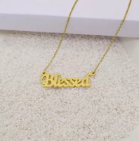 (image for) Stainless Blessed Pendant Necklace Gold Plated 18" Letter