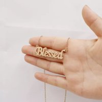 (image for) Stainless Blessed Pendant Necklace Rose Gold Plated 18" Letter