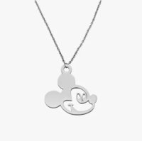 (image for) Stainless Mickey Mouse Pendant Necklace 18" Disney Silver Plated