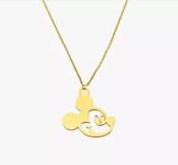 (image for) Stainless Mickey Mouse Pendant Necklace 18" Disney Gold Plated