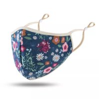 (image for) Cloth Mask Cover Dark Blue Flowers with Adjustable Ear Buckle