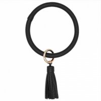 (image for) Wrist-let Bangle Key Chain Tassel - Classic Black Leather