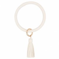 (image for) Wrist-let Bangle Key Chain Tassel - Winter White Leather