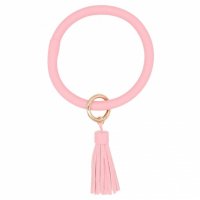 (image for) Wrist-let Bangle Key Chain Tassel - Pink Leather
