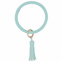 (image for) Wrist-let Bangle Key Chain Tassel - Light Blue Leather