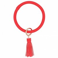 (image for) Wrist-let Bangle Key Chain Tassel - Holiday Red Leather
