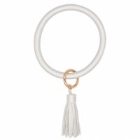 (image for) Wrist-let Bangle Key Chain Tassel - Light Silver Leather