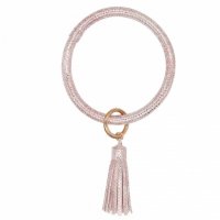 (image for) Wrist-let Bangle Key Chain Tassel - Pink Shiny Leather