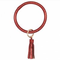(image for) Wrist-let Bangle Key Chain Tassel - Red Shiny Leather