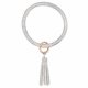 (image for) Wrist-let Bangle Key Chain Tassel - Silver Shiny Leather