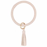(image for) Wrist-let Bangle Key Chain Tassel Champagne Pink Glitter Leather