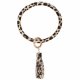 (image for) Wrist-let Bangle Key Chain Tassel - Leopard Leather Tan