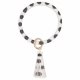 (image for) Wrist-let Bangle Key Chain Tassel - White & Black Spots Leather