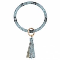 (image for) Wrist-let Bangle Key Chain Tassel - Serpentine Leather Blue