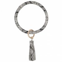 (image for) Wrist-let Bangle Key Chain Tassel - Serpentine Leather Gray