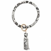 (image for) Wrist-let Bangle Key Chain Tassel - Serpentine White Leather