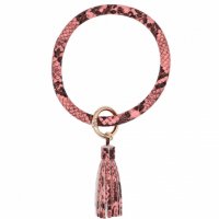 (image for) Wrist-let Bangle Key Chain Tassel - Serpentine Leather Pink