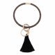 (image for) Wrist-let Bangle Key Chain Rhinestone Tassel - Black & Gray AB