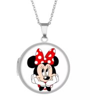 (image for) Stainless Round Locket Minnie Mouse Pendant Necklace 24" Grey