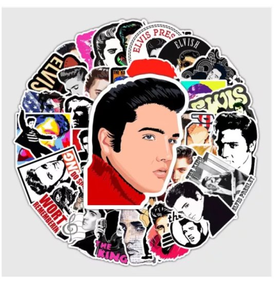 (image for) Elvis Presley Decal Stickers The King Non Repeating 50pcs - Click Image to Close