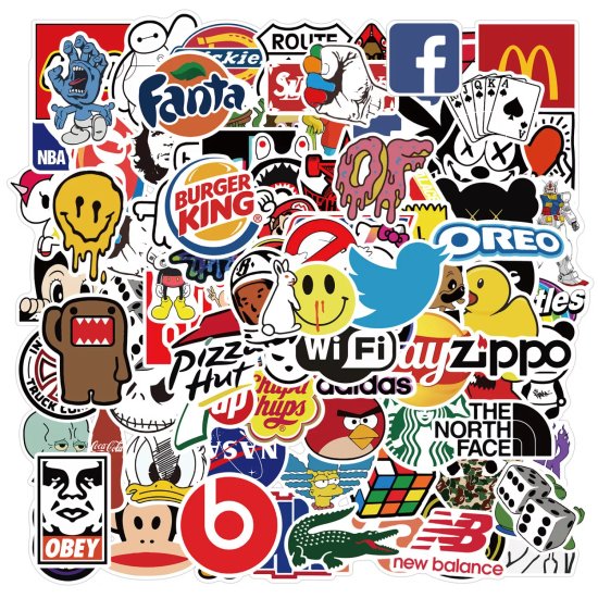 (image for) Popular Brands Vinyl Decal Stickers Non Repeating 101 pcs - Click Image to Close