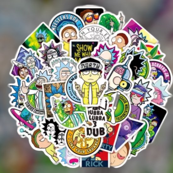 (image for) Rick and Morty Decal Stickers Non Repeating Characters 50 pcs - Click Image to Close