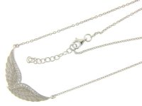 (image for) 925 - Sterling - Wings w Half CZ Border Extension Necklace