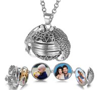 (image for) Expanding Four Photos Fold-able Locket Necklace - Stainless 20"