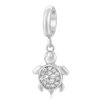 (image for) End Less Crystal Charms Drop - Turtle Platinum with Clear Stones