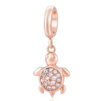 (image for) End Less Crystal Charms Drop - Turtle Rose Gold w/ Clear Stones