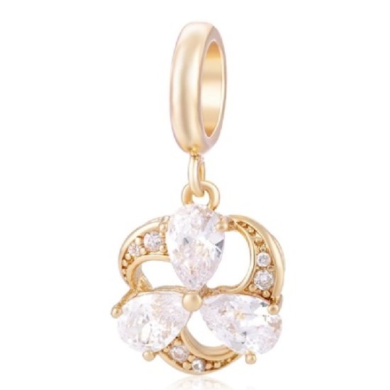 (image for) End Less Crystal Charms Drop - Gold with Clear Pear Stones - Click Image to Close
