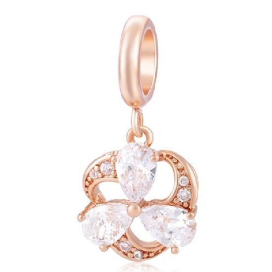 (image for) End Less Crystal Charms Drop - Rose Gold Clear Pear Stones - Click Image to Close