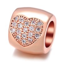 (image for) End Less Rhinestone Charms - Rose Gold Barrel Clear Heart