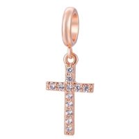 (image for) End Less Crystal Charms Drop - Rose Gold Cross Clear