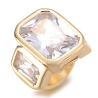 (image for) End Less Rhinestone charms - Ring Style Gold w/ Clear Stones
