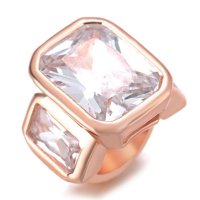 (image for) End Less Rhinestone charms - Ring Style Rose Gold Clear Stones
