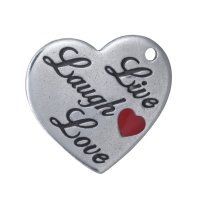 (image for) 19.5*21 Stainless Steel Charm - Live, Laugh & Love Heart