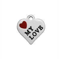 (image for) 12*13 Stainless Steel Charm - My Love Red Heart