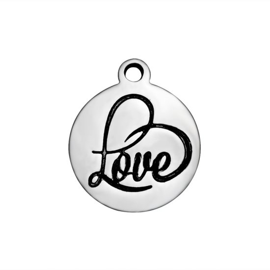 (image for) 12*14 Stainless Steel Charm - Love Script Heart Tag - Click Image to Close
